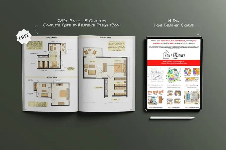 Cover of the 14-Day Home Designer online course teaching floor plan design